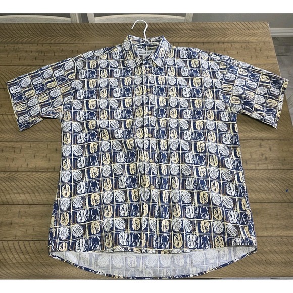 Alexander Martin Other - Alexander Martin 100% Cotton Button Up Shirt Large Blue Geometric Print Vintage